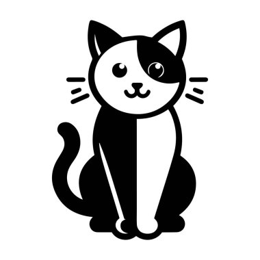 Cute cartoon cat vector illustration for cat day. clipart