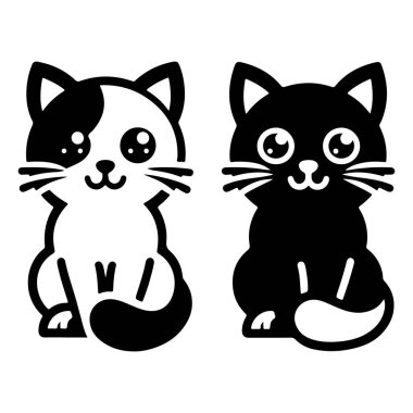 Cute cartoon cat vector illustration set for cat day. clipart