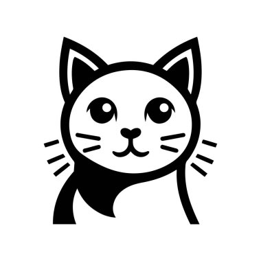 Cute cat head vector illustration for cat day. clipart