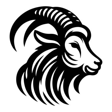 Boynuz vektör illüstrasyonlu keçi başı.