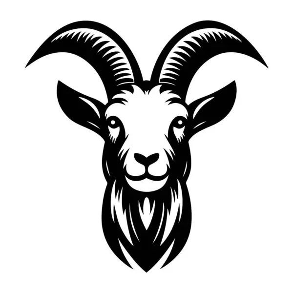 Büyük boynuzlu keçi kafası vektör çizimi.
