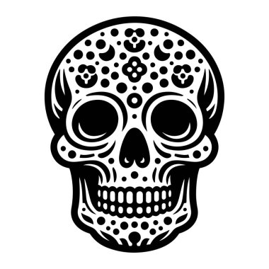 Mutlu Ölüm Günü için İnsan Kafatası vektör çizimi.