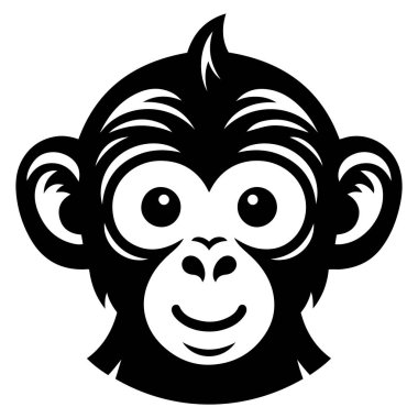 Funny monkey face silhouette vector illustration. clipart