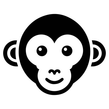 Maymun yüz vektör simgesinin silueti.