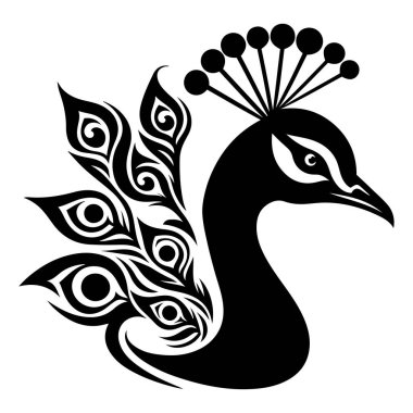 Tavuskuşu hayvan yüzlü vektör çizimi.