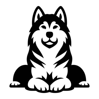 Sibirya Husky silueti köpek vektör çizimi. Popüler aile köpeği..