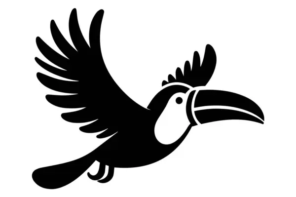 Toucan kuşu uçan siluet vektör çizimi.