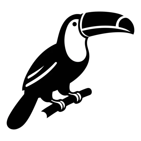 Dal siluet vektör illüstrasyonunda Toucan kuşu duruyor.