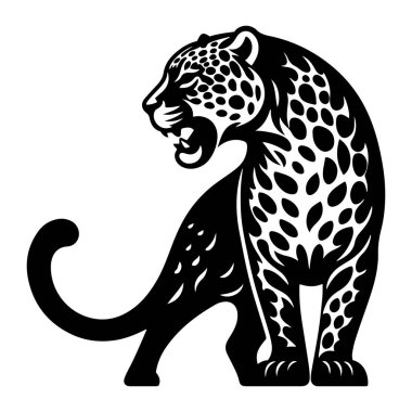 Kızgın Jaguar siluet vektör çizimi.