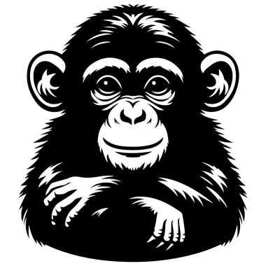 Şempanze siluet vektör çizim.