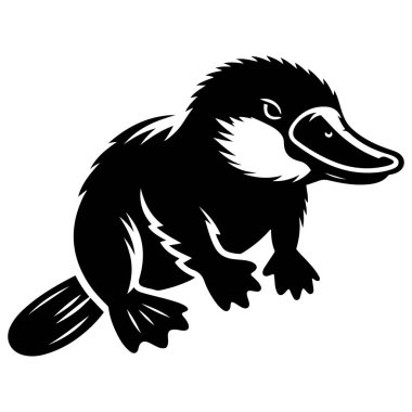 Cute Platypus silhouette vector illustration. clipart