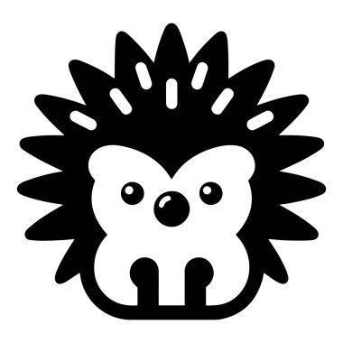 Şirin kirpi silueti vektör simgesi çizimi.