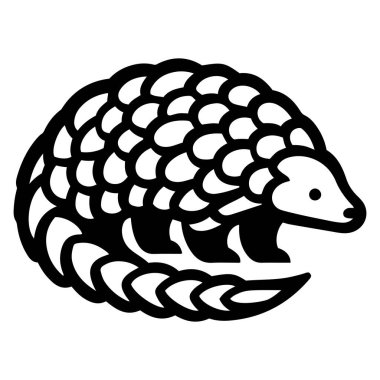 Pangolin silueti ana hatları vektör çizimi.