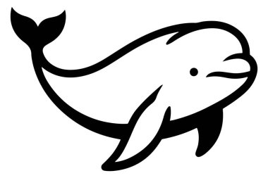 Beluga Whale silhouette vector illustration on white background. clipart