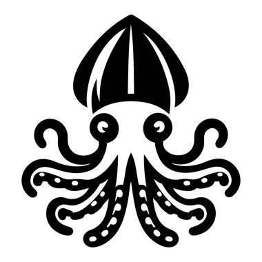 Giant Squid silhouette vector illustration on white background. clipart