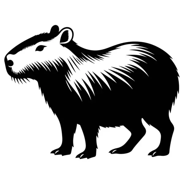 Beyaz arkaplanda Capybara siluet vektör çizimi.