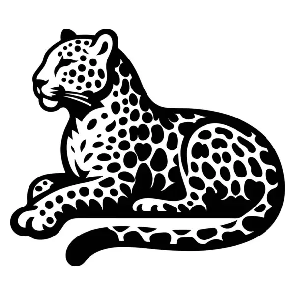 Beyaz arkaplanda Sessiz Leopar silüeti vektör çizimi.
