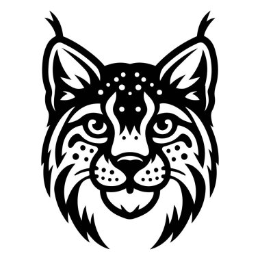 Beyaz arkaplanda Lynx baş siluet vektör çizimi.