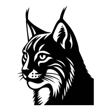 Beyaz arkaplanda Lucx yüz siluet vektör çizimi.