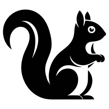 Beyaz arkaplanda sincap silueti vektör çizimi.