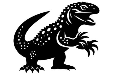 Angry Gila Monster silhouette vector illustration on white background. clipart
