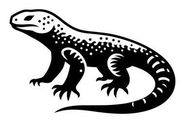 Beyaz arkaplanda Gila Canavarı kertenkele siluet vektör çizimi.