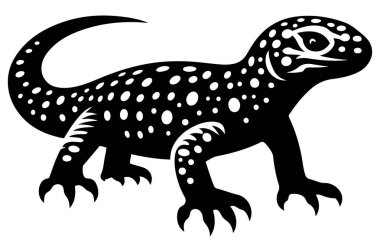 Gila Monster lizard animal silhouette vector illustration on white background. clipart
