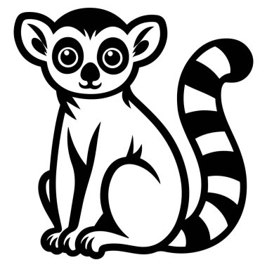 Beyaz arkaplanda Lemur siluet vektör çizimi.