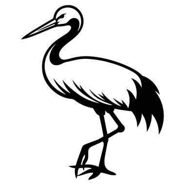 Turna kuşu veya balıkçıl siluet vektör çizimi.