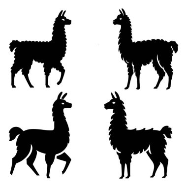 Lama siluet vektör çizimi ayarlandı.
