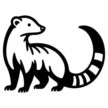 Coati silueti ana hatlı vektör çizimi.