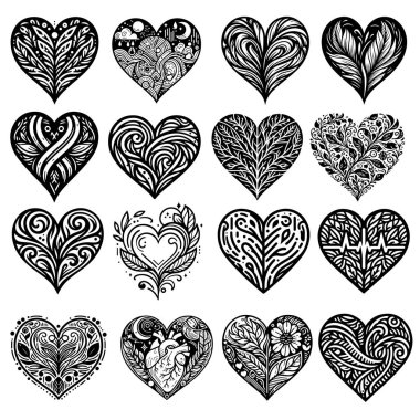 Siyah & Beyaz Kalp Vektörü illüstrasyonu - Pro siyah ve beyaz kalp vektörü illüstrasyonu
