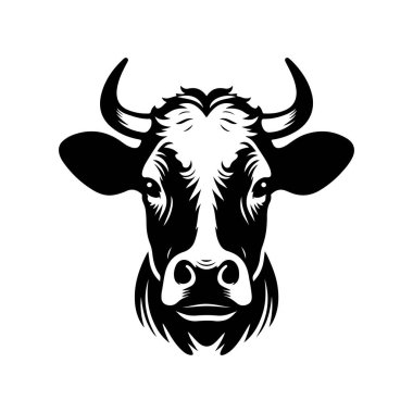 İnek yüzlü vektör illüstrasyonu, beyaz arkaplanda bir Boğa yüz tasarımı Vektörü.