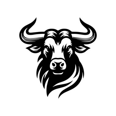 Kızgın Boğa Kafası Logo Vektörü Çizim Tasarımı. Bull Head maskotu. Bizon Logosu.