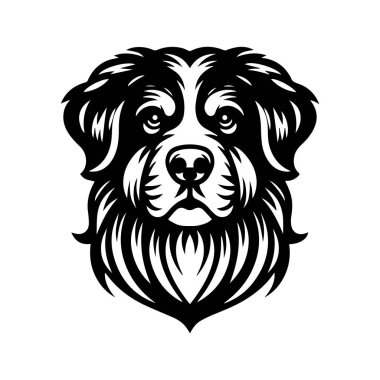 Köpek yüzü beyaz bir arkaplanda izole edilmiş, köpek kafası siluet vektör çizimi.