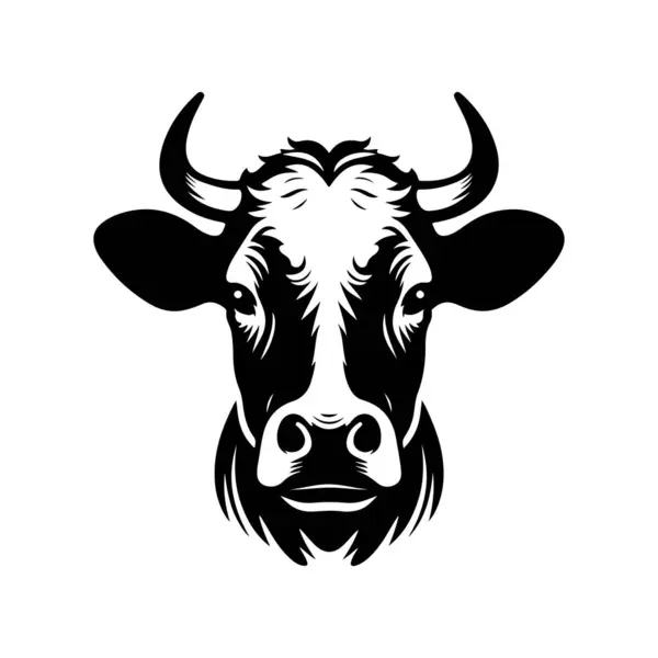 İnek yüzlü vektör illüstrasyonu, beyaz arkaplanda bir Boğa yüz tasarımı Vektörü.