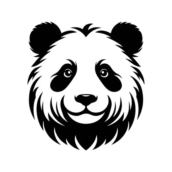Panda baş siyah-beyaz illüstrasyon vektör simgesi.