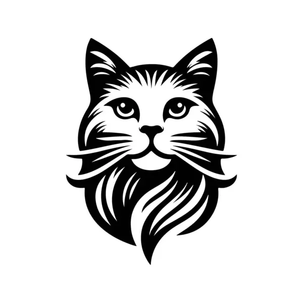 Beyaz arkaplanda sevimli kedi yüz vektörü, beyaz arkaplanda izole edilmiş vektör düz kedi yüzü.