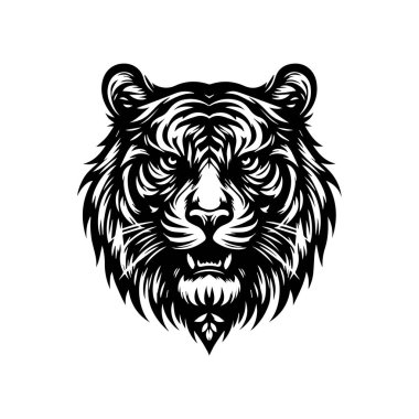 Beyaz arka planda Bengal kükreyen kaplan baş vektör çizimi