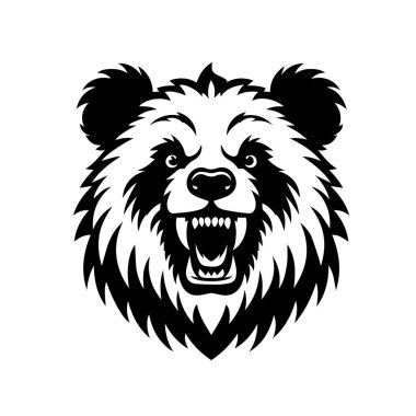 Kükreyen vahşi panda baş vektör illüstrasyonu.