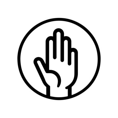 Siyah çizgi dur el basit ikon vektör çizimi.