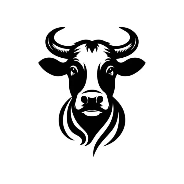 Süt İneği Logo veya Simge için Siyah Vektör İllüstrasyonu.