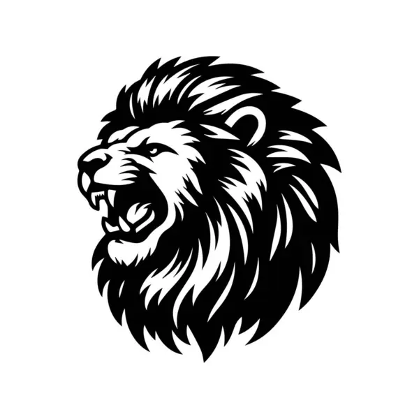 Vahşi Aslan Kükreyen Logo Maskot Vektör İllüstrasyonu.