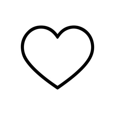 Beyaz arka planda izole edilmiş bir kalp simgesi. Düz çizgi, kalp ikonu. Basit vektör kalp ikonu. Çeşitli projeler için izole edilmiş kalp simgesi.