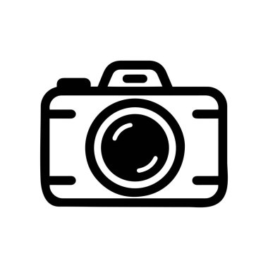 Grafik ve web tasarımı için fotoğraf makinesi vektör ana hatları simgesi.