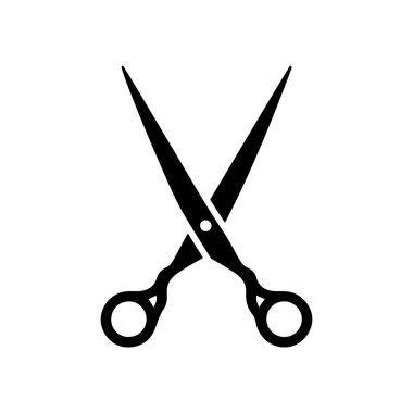 Beyaz arkaplanda makas vektör simgesi düz stili. Web için basit makas vektör simgesi çizimi.