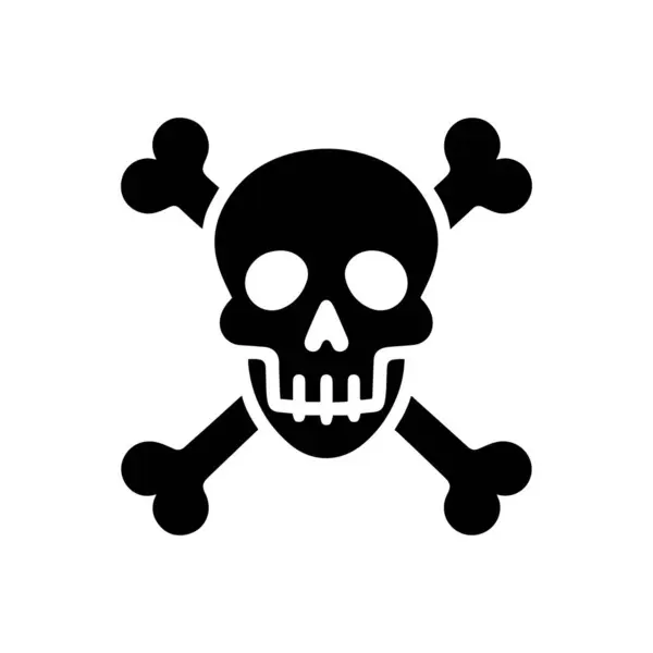 Çapraz kemikler ve kafatasının düz vektör ikonu tehlike için ya da beyaz arka planda uyarı için. Uygulamalar ve oyunlar için Roger simgesi.