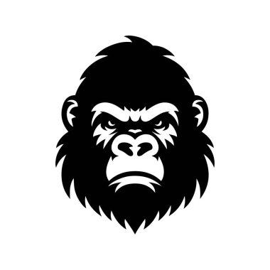 Kızgın goril kafası logo vektör çizimi. Beyaz arkaplanda goril yüzü.