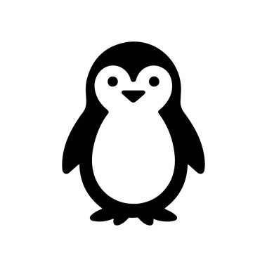 Şirin penguen vektör simgesi düz stili. Beyaz arkaplanda basit düz penguen ikonu çizim vektörü.