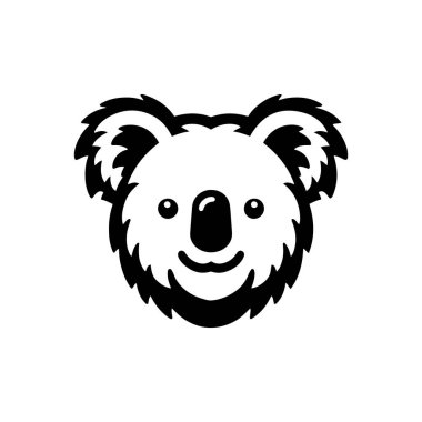 Beyaz arka planda Koala baş vektör çizimi. Koala yüzü logosu ya da herhangi bir tasarım.